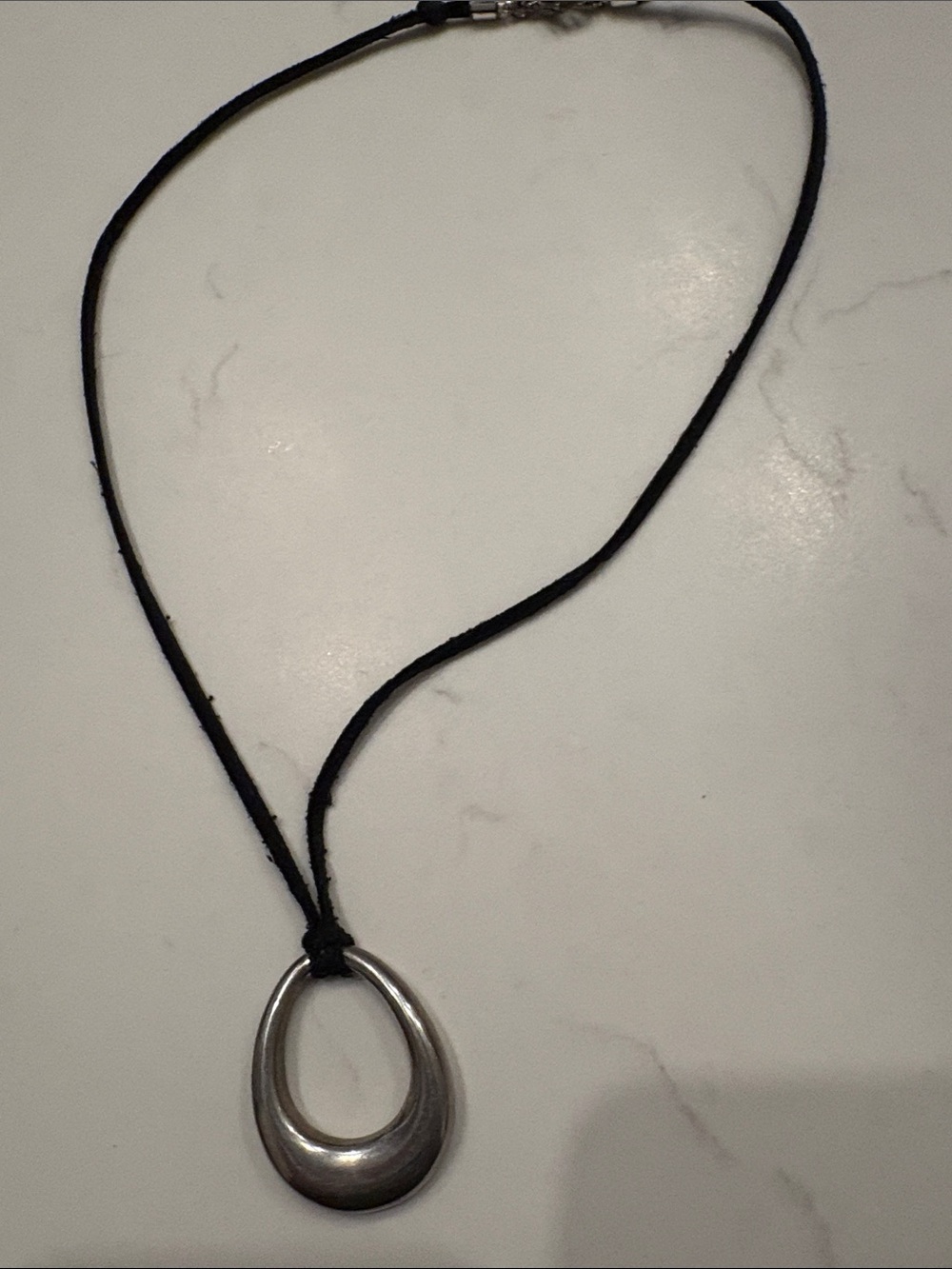 Vintage Premier Designs "More Imagination" Silver Teardrop Pendant Cord Necklace